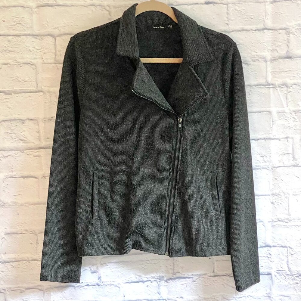 DOE & RAE ASYMMETRICAL ZIP SWEATER